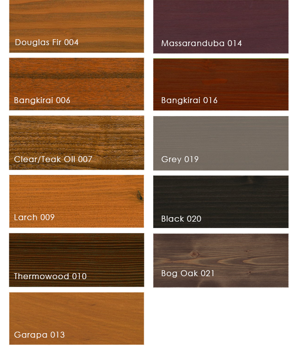 Osmo Decking Oil colour chart