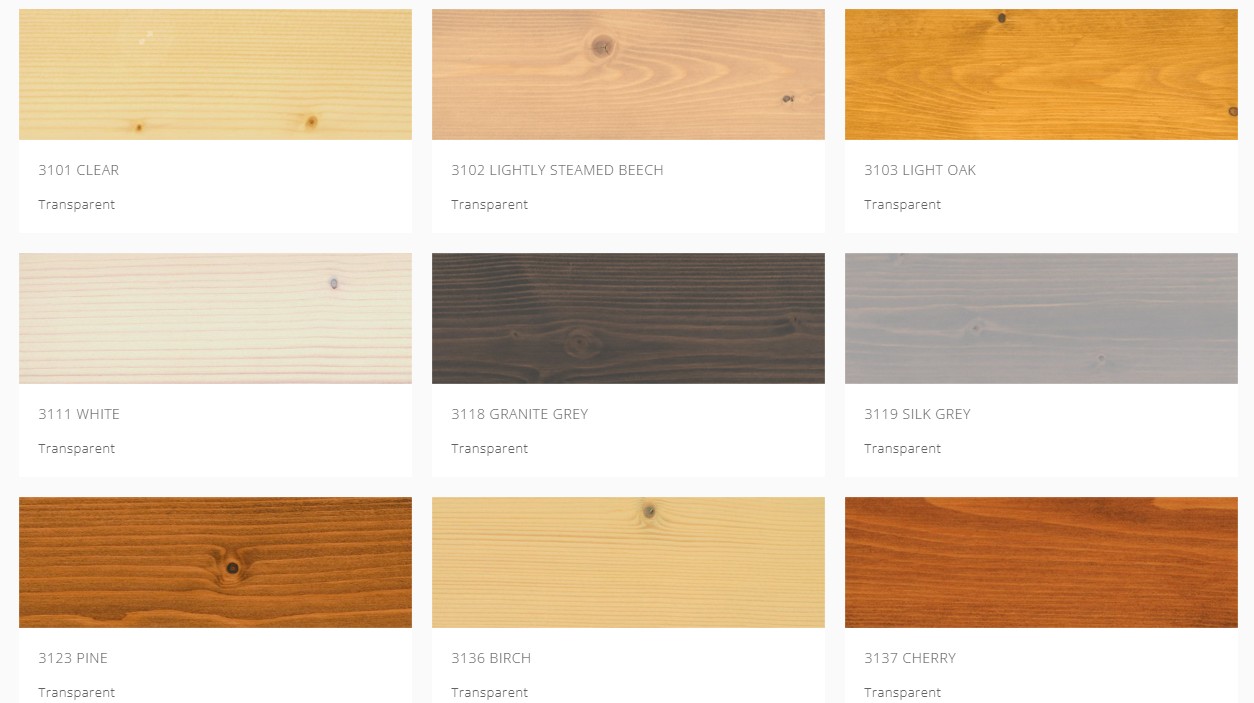 Osmo wood wax transparent tones colour chart 1