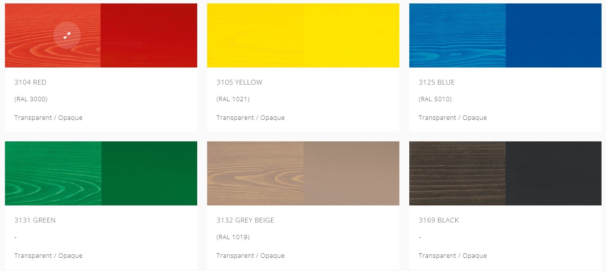 Osmo wood wax Intensive tones colour chart 1
